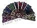 HAO Elegant Colorful Embroidered Flower Peacock Pattern Sequin Fabric Folding Handheld Hand Fan Hand-crafted (Full Set - 10pcs Mixed Colors)