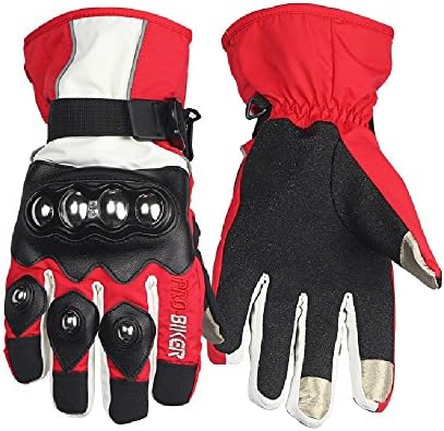 TAIPU New Hot Sale Free Shipping Off-Road Full Finger Motorcycle Gloves Racing Luvas Riding Thickened Long Winter Guantes Protection M L XL (XL, Red)