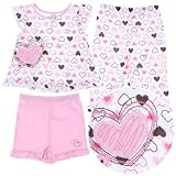 Little Me Heart 3 Piece Sleepwear Set, Pink Multi, 4T