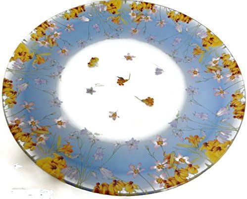 Smithsonian Wildflowers Blue Glass Platter