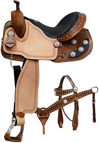 14", 15", 16" Double T Barrel Style Saddle Set with Black Alligator Print Seat.semi Quarter Horse Bars