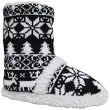 MukLuks Black/White Nordic Knit Sherpa Boot - XL (9.5-10.5)