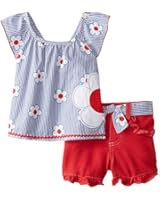Nannette Baby Girls' 2 Piece Woven Blouse with Matching Knit Short