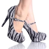 Zebra Faux Pony Hair Mary Jane Pump Heels