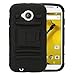 Moto e 2nd Gen Case, Moto e 2nd Gen Holster Case, SGM (TM) Hybrid Heavy Duty Rugged Dual Layer Armor Defender Case with Kickstand + Belt Clip Holster For Moto E 2nd Gen (Black)