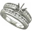 14K White Gold Diamond Wedding Ring Set, Semi-Mount Setting