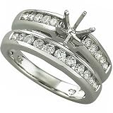 0.75 Ct.T.W. Round Brilliant Cut Diamonds, 14Kt. White Gold. Diamond Wedding Ring Set, Semi-Mount Setting