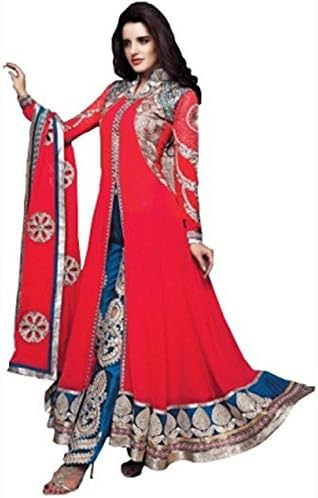 Lavri Women's Wedding Partywear Semi-Stitched Georgette Embroidery Anarkali Suit