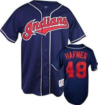 Travis Hafner Majestic MLB Second Home Navy Replica Cleveland Indians Jersey - Medium