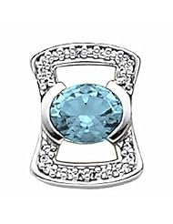 14K White Gold Oval Cut Aquamarine and Diamond Pendant -- LIFETIME WARRANTY