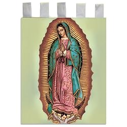 Church Banner - Our Lady of Guadalupe - Cotton Canvas with Archival Inks and UV Coating - Border Rings for Rod Hanging. Print Size 24"x36"