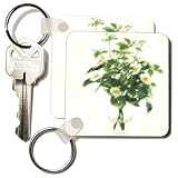 Florene Impressionism Art - YellowFlowers In Glass Vase - Key Chains