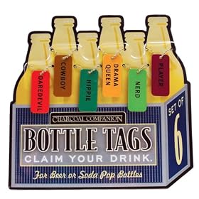 Charcoal Companion CC5013 Claim Your Drink Bottle Tags - Personalities, Set of 6