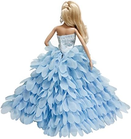 Sweetheart Chiffon Handmade Layered Ruffle Dress for Barbie Doll, Blue