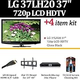37LH20 Brand New LG 37 inch LCD HDTV 720p   glossy black with Blu ray bundle BD370 includes LG BlueRay + DVD Player + Super Flat Wall Mount + 2 Pack HDMI Cable + LCD Screen Cleaner