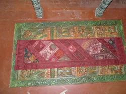 Vintage Maroon India Textile Beaded Home Decorating Wall Hanging Table Runner Throw 80 X 22 Inch Free Shipping