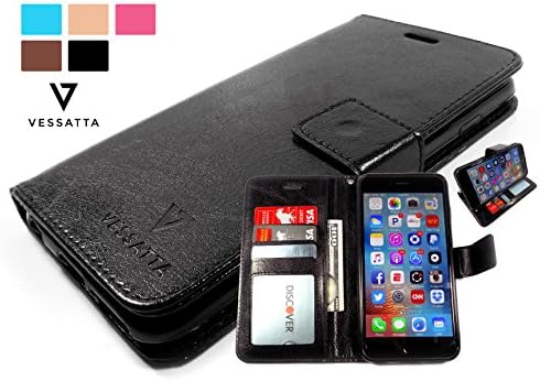 Designer iPhone 6 &amp; iPhone 6s Wallet Case - VESSATTA® - Multiple Colors (Black)