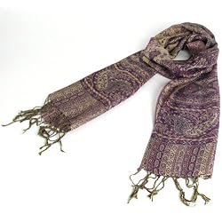 New Paisley Gold Tapestry Long Scarf Wrap Shawl 70x12 Purple