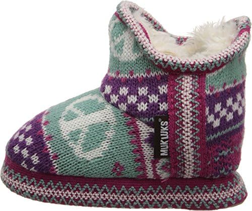 MUK LUKS Kids Girl's Peace Stripe (Toddler/Little Kid) Purple/Turquoise Slipper LG (13-1 Little Kid) M