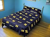 Michigan Wolverines Bed Sheet Set (Solid Background) NCAA