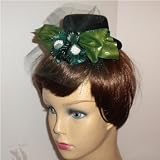 St. Patricks Day Mini Top Hat - Black Top Hat with Green Ribbon flowers