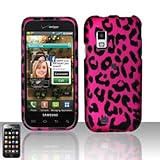 Hot Pink Leopard Rubberized Snap on Hard Cover Protector Faceplate Cell Pho ....