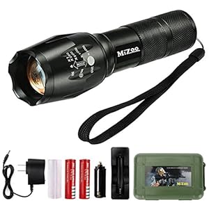 MIZOO LED Flashlight Torch Adjustable Focus Zoomable Mini Generic , Super Bright - Sturdy and Durable Aluminium Structures - Water Resistant Lighting Lamp Torch For Hiking, Camping, Emergency