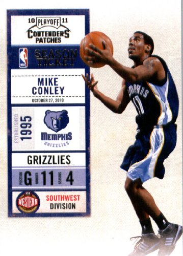 2010 11 Playoff Contenders Plates & Patches Basketball Card # 48 Mike Conley Memphis Grizzlies In a Protective Screwdown Display Case!