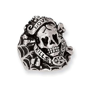 Stainless Steel Ed Hardy Skull Ring Size 9
