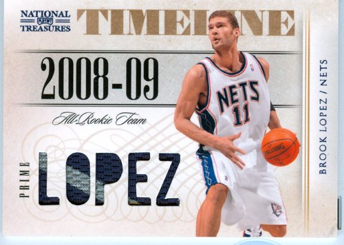 2010 Playoff National Treasures Authentic Brook Lopez 5 Patch Game Worn Jersey Card