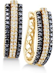 1.03 cttw. Diamond Earrings Ladies Fashion Hoops 14K White Gold