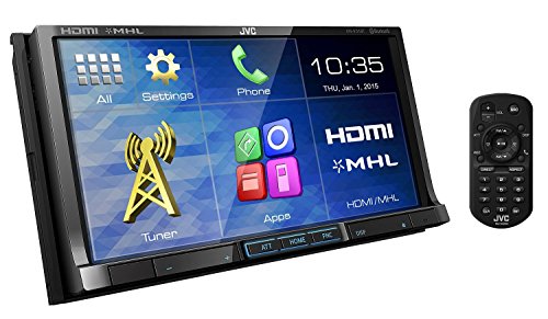 Package: JVC KW-V51BT Double-Din In-dash Car DVD Receiver with 7" Motorized Touch Screen + JVC KS-U60 iPhone HDMI Extension Cable + (2) Pairs of JVC CS-J620 Wireless 6.5" 2-Way Coaxial Car Speakers Totaling 1200 Watt Peak/120 Watt RMS
