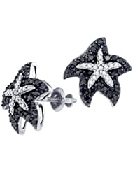 Black and White Diamond Starfish Stud Fashion Earrings 10K White Gold (0.43 ct.tw.)