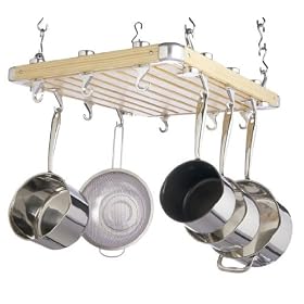 Deluxe Ceiling Mounted Wooden Pot Rack