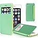 PASONOMI iPhone 6 Plus Case, [Smart Window View] Apple iPhone 6 Plus Folio Wallet Case - Slim Flip Leather Case for Apple iPhone 6+ iPhone Plus 5.5 Inch Smartphone (Green)