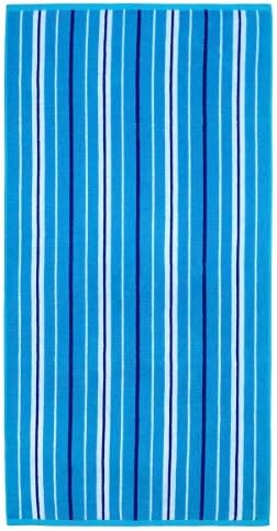 Cotton Craft - Terry Beach Towel 30x60 - 2 Pack - Portsmouth Blue Stripe - 400 grams 100% Pure Ringspun Cotton - Brilliant intense vibrant colors - Highly absorbent easy care machine wash - Use for picnic poolside or as a colorful bath towel