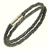 Neptune Giftware Plaited Black Leather Strap Wrap Around Leather Bracelet / Leather Wristband / Surf Wristband Bracelet - (MAX WRIST SIZE 19cm) - Wraps Around The Wrist Twice - 95