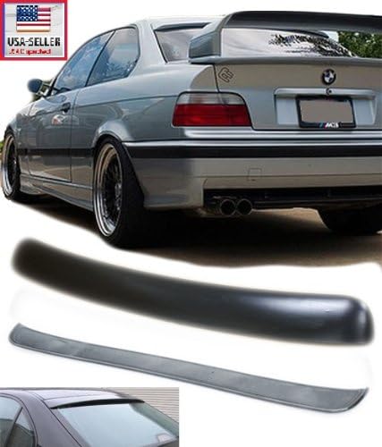 92-98 BMW E36 3-Series M3 Coupe Rear Roof Spoiler Visor Primer Black AERO 1992 1993 1994 1995 1996 1997 1998