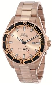 Invicta Men's 15185SYB Pro Diver Rose Gold Dial 18k Ion-Plated Stainless Steel Watch