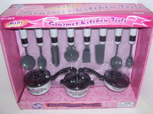 Mini Gourmet Kitchen Tools & Pan Set for Kids Pretend Play