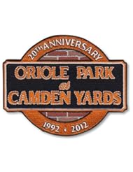 Art and Craft Supply: 1992 2012 BALTIMORE ORIOLES PARK AT CAMDEN YARDS 20TH ANNIVERSARY JERSEY PATCH - Hall of Fame Memorabilia