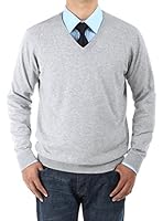 Luciano Natazzi Men's V-Neck Cotton Sweater Relaxed Fit