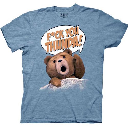 Ted T-shirt Movie Ted F*ck You Thunda! Adult Lt. Blue Heather Tee