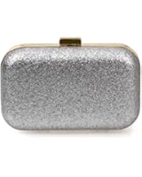 BMC Glitter Covered Fabric Hard Case Alloy Chain Strap Fashion Handbag Clutch