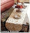 Luxury Damask 13" X 70" Beige Table Runner