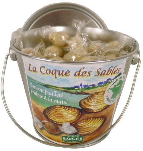 Coques Sablees Praline in Metal Decorative Bucket Bonbons Barnier, France 215 gr or 7 oz by Bonbons Barnier