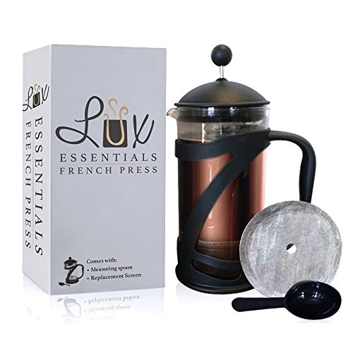 Lux Essentials French Press Coffee Maker & Tea Set 34 Oz includes Replacement Screen & Spoon