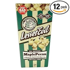 LesserEvil Maple Pecan Popcorn, 3.65-Ounce Boxes (Pack of 12)