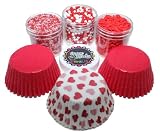 Hearts Cupcake Kit by Crispie Sweets - Sprinkles and Baking Cups Set