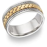 51fWwKLBP L. SL160  Braided Wedding Band Ring   14K Two Tone Gold